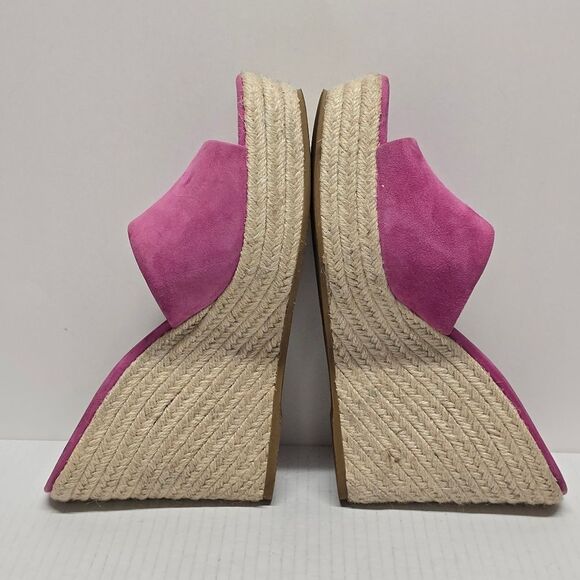 Veronica Beard Dali Platform Wedge Suede Espadrille Sandals Hot Pink Women's 10 - Picture 3 of 9
